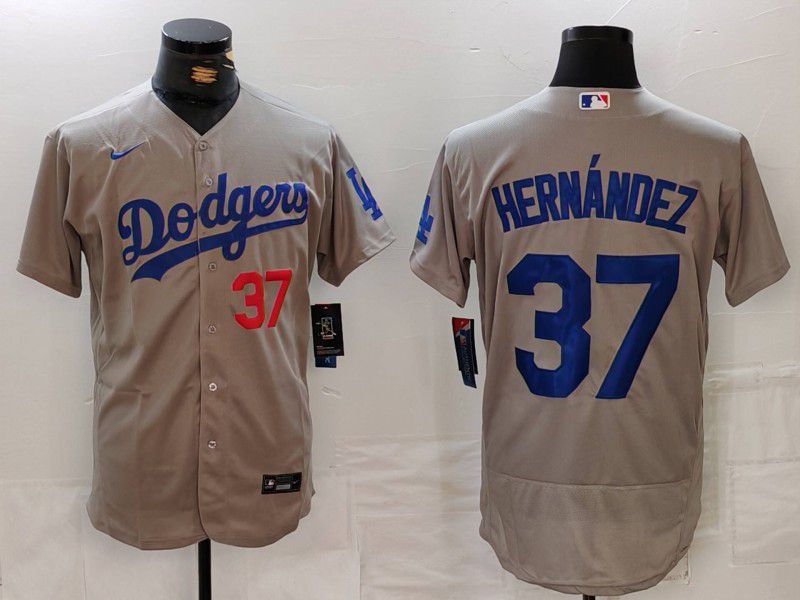 Men Los Angeles Dodgers #37 Hernandez Grey Nike Elite 2024 MLB Jersey style 7263->los angeles dodgers->MLB Jersey